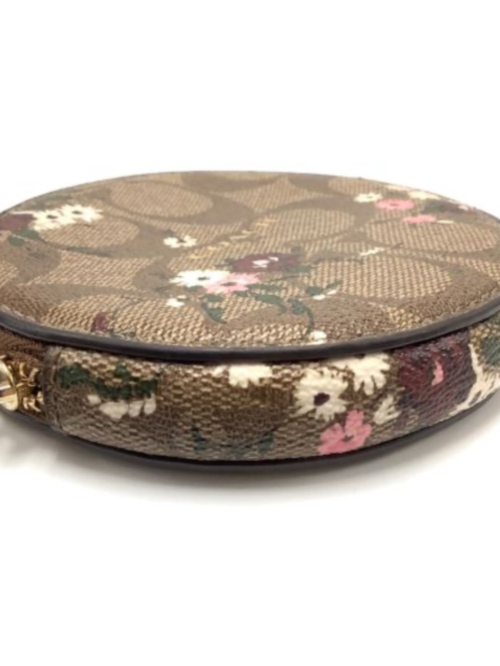 Coach Brown Signature Floral Round Pouch - Picture 5 of 10